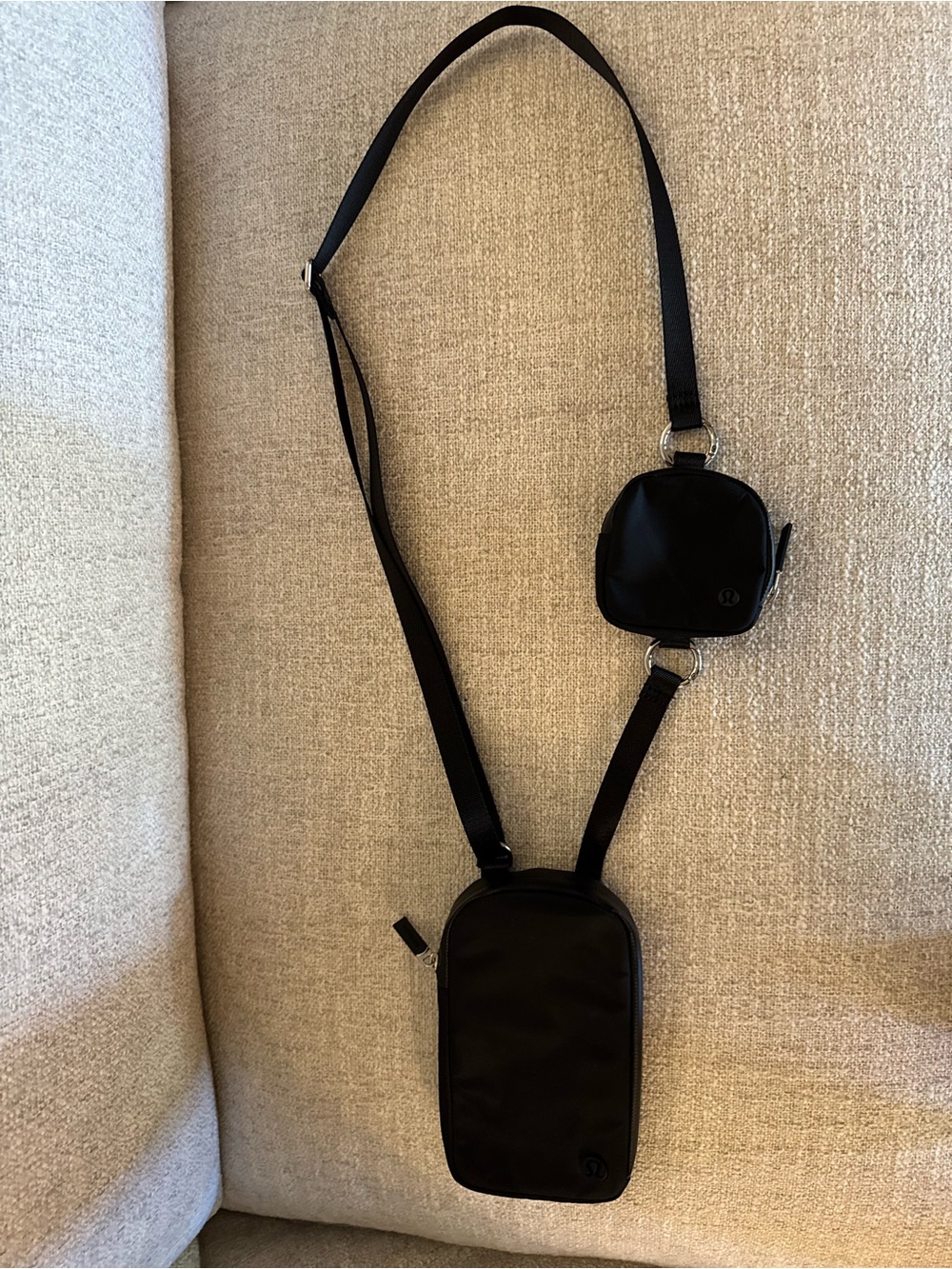 Lululemon Black Crossbody Phone Bag with Mini Pouch